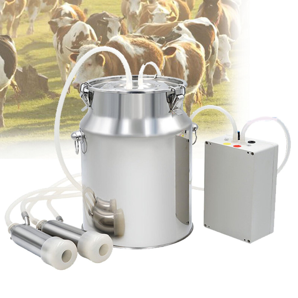 10L Stainless Steel Electric Cow Milking Machine With Pulsation Pump And Automatic Vacuum Suction 9330225362364