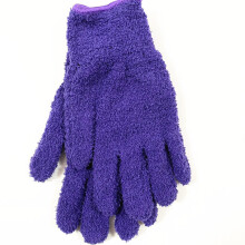 Microfiber Cleaning Gloves for Home and Car Detailing, Scratch Absorbent Coral Fleece, Dark Purple