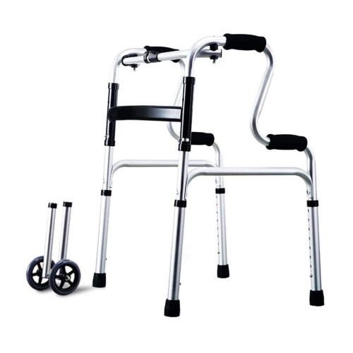 Foldable Lightweight Rollator Walker for Seniors, Adjustable Height Aluminum Frame, Ergonomic Grip