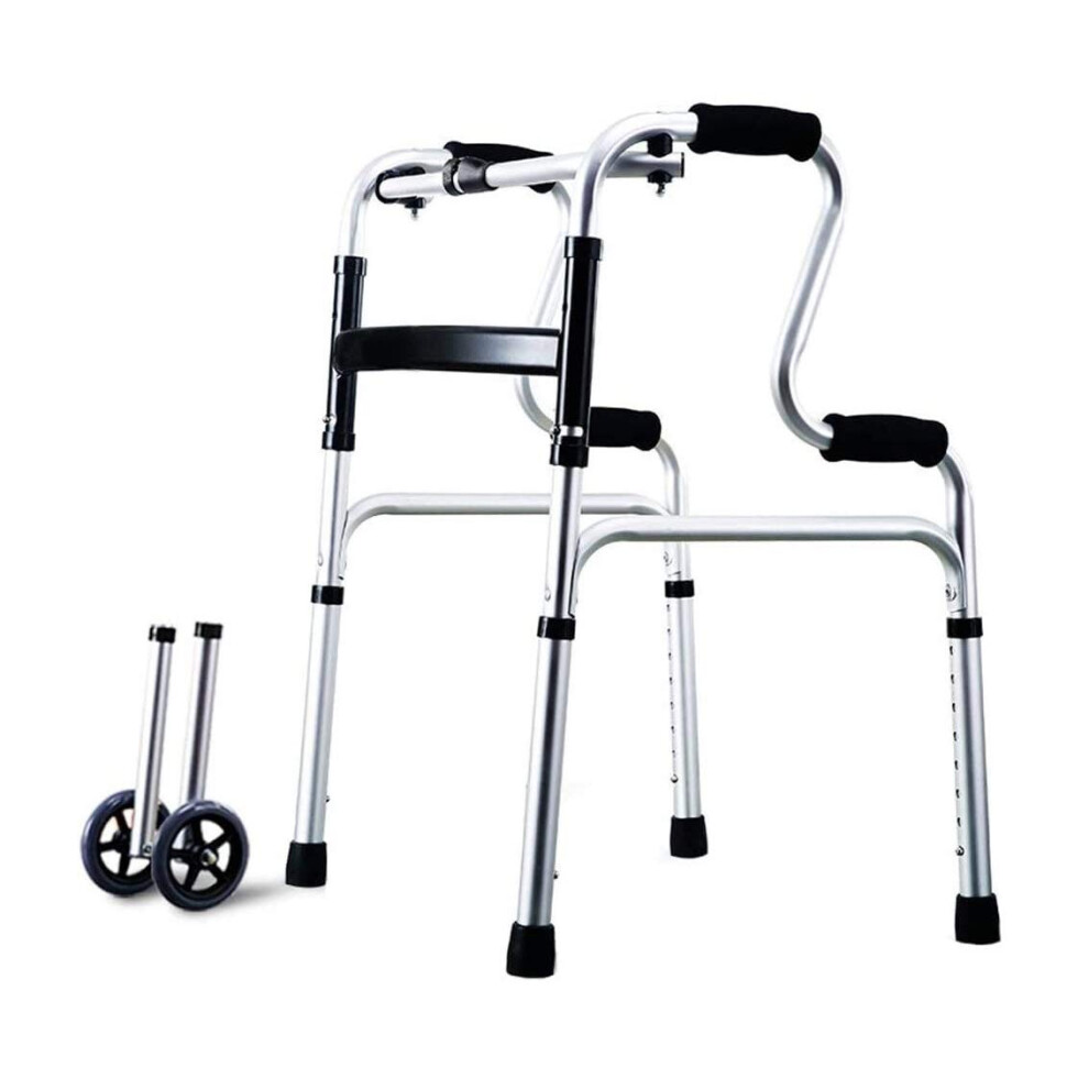Foldable Lightweight Rollator Walker for Seniors, Adjustable Height Aluminum Frame, Ergonomic Grip