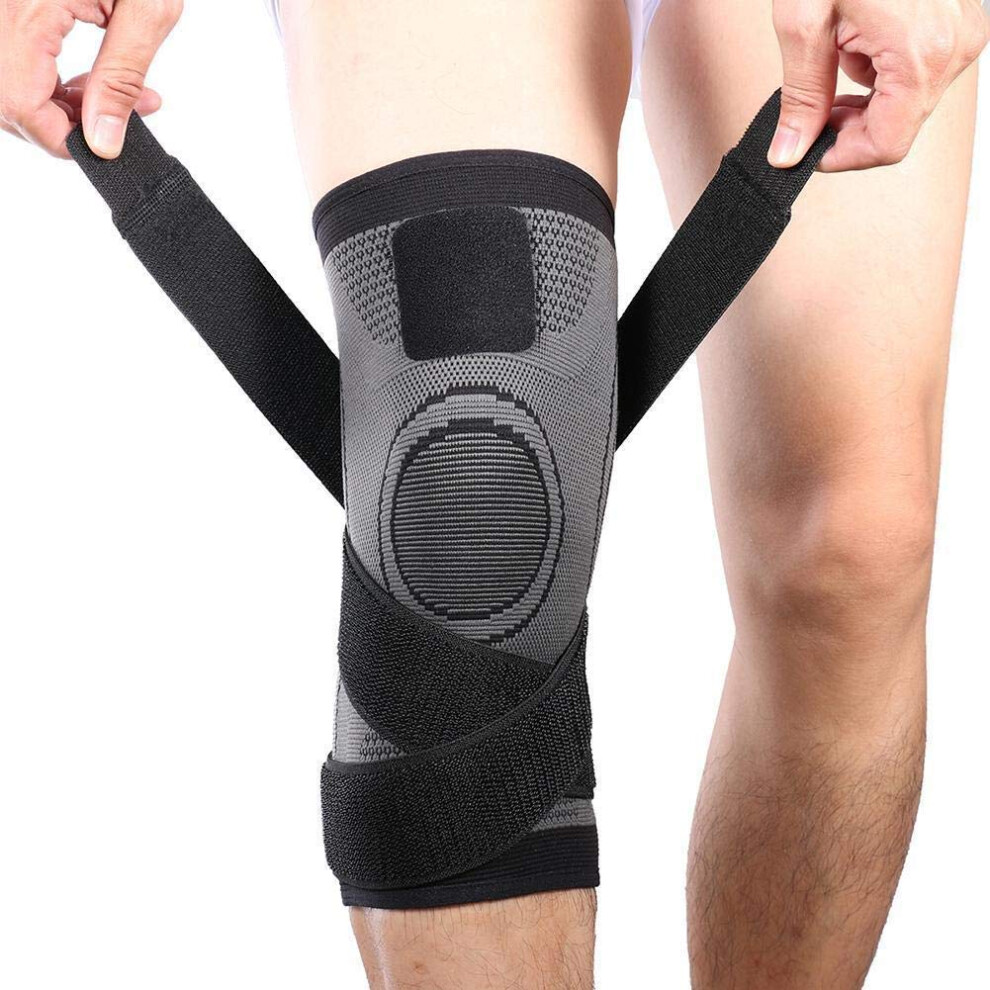 Gray Knee Brace For Knee Pain Relief, Adjustable Knee Compression Sleeve 3XL For Arthritis, Sports And Workouts