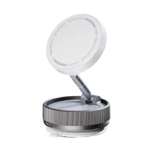 (White) Phone Holder Bracket Stand Rack 360 Degree Rotation Powerful Magnets for Car Mount Strong Grip Vacuum Suction Attachment White
