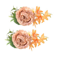 2Pcs Curtain Tieback Flower Window Curtain Bind-oran red