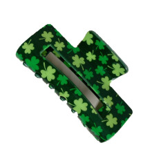 Elegant StPatricks Day Hair Clip Acrylic Shamrock Design Hair-5