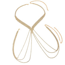 Stylish U Shape Layer Fringe Chest Necklace In Gold And-gold