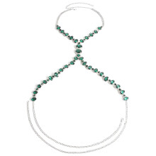 Versatile Silver Tone Body Chain Suitable For Weddings-green
