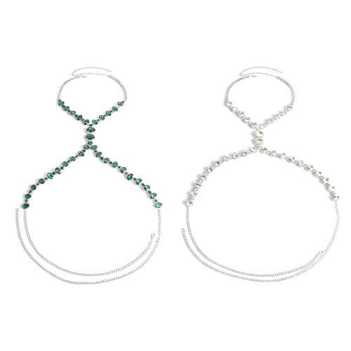 Versatile Silver Tone Body Chain Suitable For Weddings-green 1