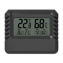 (MC01Y Black Max Smal) Portable Small Hygrometer Thermometers Indoor Outdoor Use Clear LCDs Screen Magnetic Back and Hanging Hole Design Multicolor