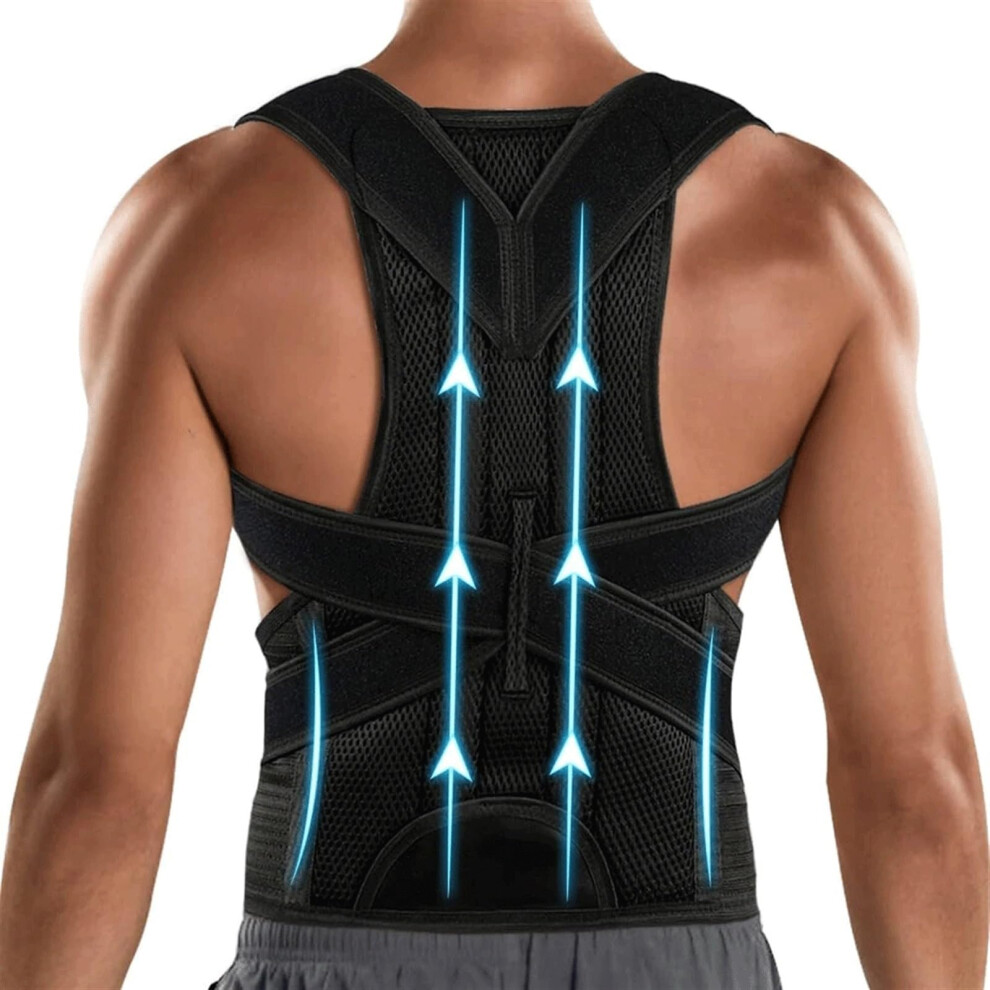 2XL Adjustable Back Posture Corrector Brace with Metal Support for Scoliosis and Hunchback Alignment