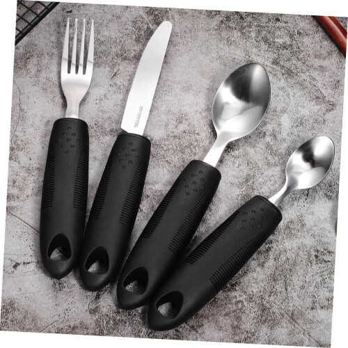 Adaptive Weighted Utensils for Elderly – Ergonomic Spoon and Fork Set with NonSlip Grip and Balanced Control 1