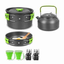 Camping Cookware Set Ultralight NonStick Pots Pan Kettle with Foldable Design for Backpacking Hiking Picnic (Color B A)