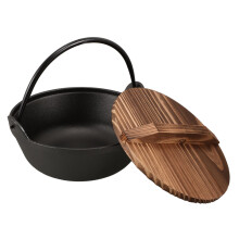 Japanese Cast Iron Camping Pot with Lid for Outdoor Campfire Cooking, Space Saving Hanging Design