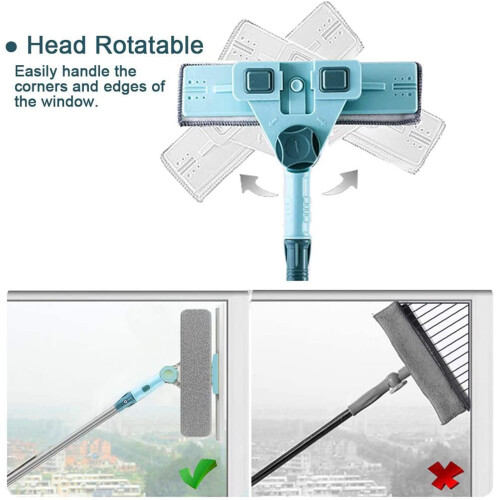 3 in 1 Window Cleaning Tool with Telescopic Extension Pole, U Shaped Window Squeegee Kit for  Windows 2
