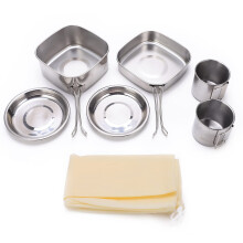 6Pcs Camping Cookware Set Stainless Steel Compact Design Easy Clean Complete Outdoor Cook Set for Backpacking Hiking Picnic