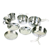 8 Piece Camping Cookware Set Durable Stainless Steel Easy Clean for Outdoor Cooking