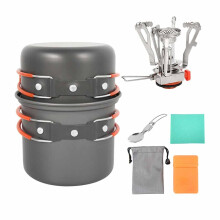 Camping Cookware Set with Stove Kit, Lightweight AllinOne Gear for Outdoor Hiking and 12 Person Use