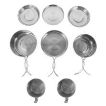 Camping Cookware Set Stainless Steel Pot Lightweight Easy Clean Outdoor Cooking Gear