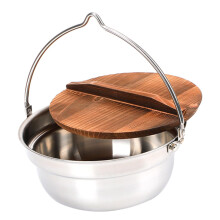 Durable Stainless Steel Camping Cookware Pot with Lid for Campfire Soup and Stewing, Easy to Clean