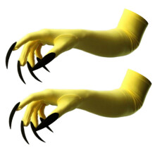 (Yellow) Gothic Long Nails Gloves Breathable Spandex Paws Design Long Gloves For Costume Parties Night Event Dressingup Armwear Yellow