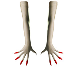 (khaki) Gothic Long Nails Gloves Breathable Spandex Paws Design Long Gloves For Costume Parties Night Event Dressingup Armwear Yellow