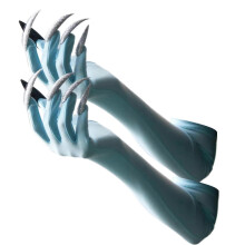 (Light blue) Gothic Long Nails Gloves Breathable Spandex Paws Design Long Gloves For Costume Parties Night Event Dressingup Armwear Yellow