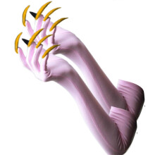 (pinka) Gothic Long Nails Gloves Breathable Spandex Paws Design Long Gloves For Costume Parties Night Event Dressingup Armwear Yellow