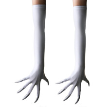 (White) Gothic Long Nails Gloves Breathable Spandex Paws Design Long Gloves For Costume Parties Night Event Dressingup Armwear Yellow