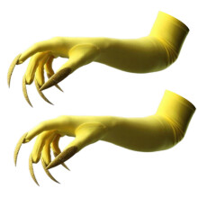 (Yellow) Gothic Long Nails Gloves Breathable Spandex Paws Design Long Gloves For Costume Parties Night Event Dressingup Armwear Yellow
