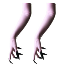 (pinka) Gothic Long Nails Gloves Breathable Spandex Paws Design Long Gloves For Costume Parties Night Event Dressingup Armwear Yellow