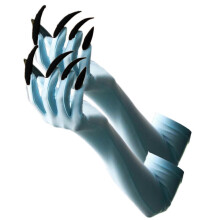 (Light blue) Gothic Long Nails Gloves Breathable Spandex Paws Design Long Gloves For Costume Parties Night Event Dressingup Armwear Yellow
