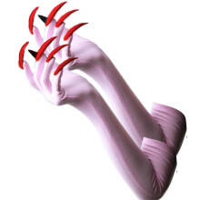 (pinka) Gothic Long Nails Gloves Breathable Spandex Paws Design Long Gloves For Costume Parties Night Event Dressingup Armwear Yellow