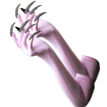 (pinka) Gothic Long Nails Gloves Breathable Spandex Paws Design Long Gloves For Costume Parties Night Event Dressingup Armwear Yellow