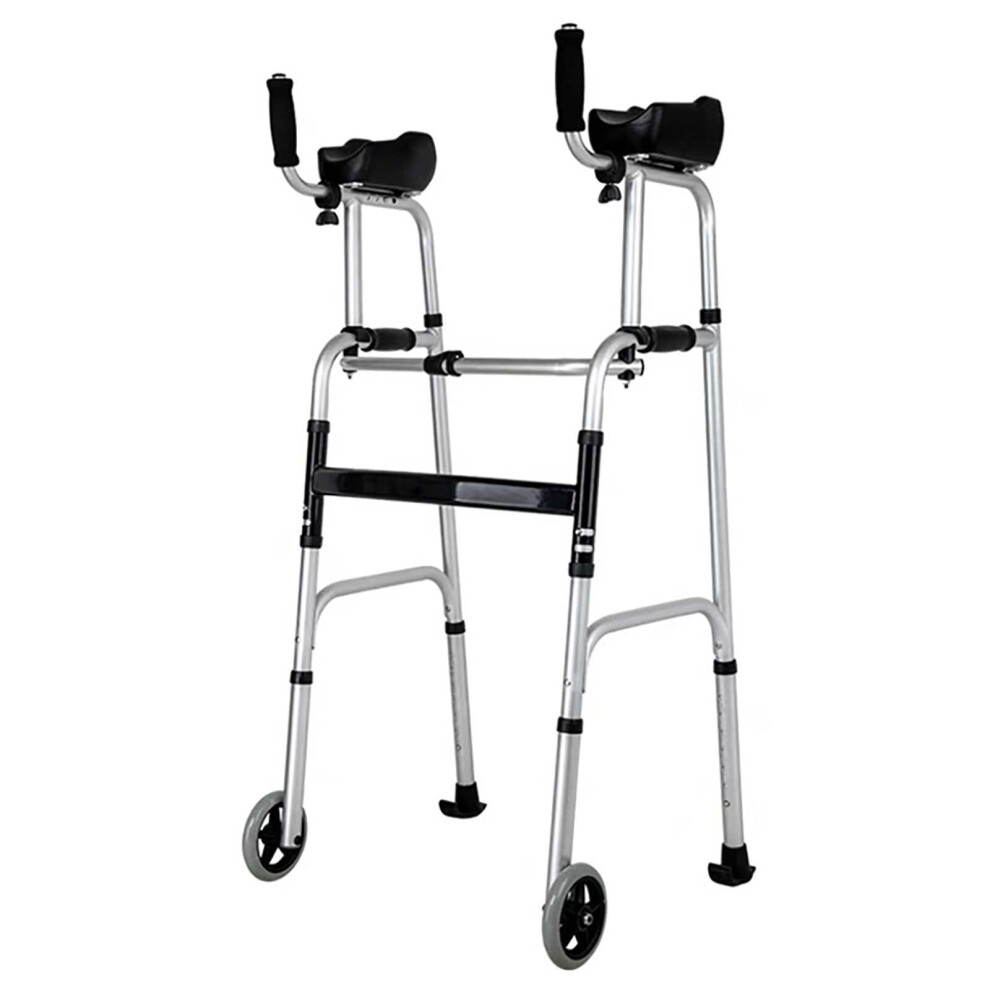 Heavy Duty Upright Walker for Seniors, Stand Up Folding Rollator Walker with Seat, Adjustable Height