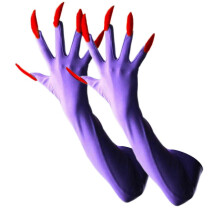 (Purple) Gothic Long Nails Gloves Breathable Spandex Paws Design Long Gloves For Costume Parties Night Event Dressingup Armwear Yellow
