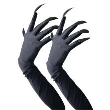 (Black glimmer) Gothic Long Nails Gloves Breathable Spandex Paws Design Long Gloves For Costume Parties Night Event Dressingup Armwear Yellow