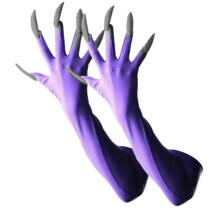 (Purple) Gothic Long Nails Gloves Breathable Spandex Paws Design Long Gloves For Costume Parties Night Event Dressingup Armwear  Yellow