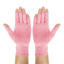 (L, Light Pink) Arthritis Gloves Pain Relief Compression Gloves Unisex Mitten for Rheumatoid and Osteoarthritis Therapy