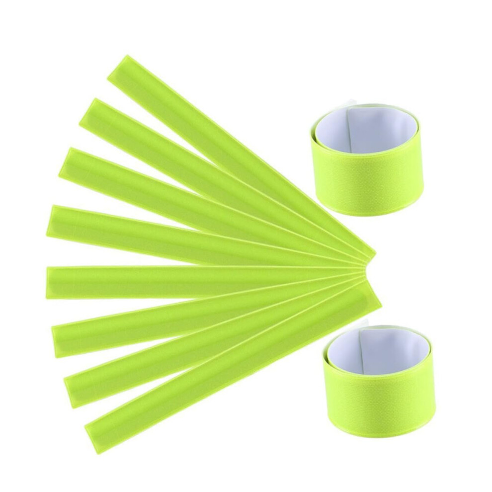 4Pcs Fluorescent Green Reflective Wrist Bands Visibility Slap Bracelets For Night Running Safety 9351714513456
