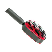 Cushion Hair Brush Self-Cleaning Scalp Massage Red