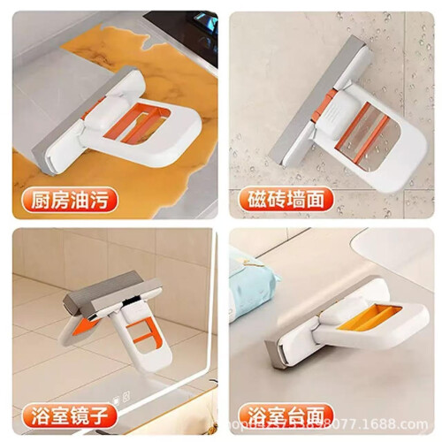 Mini Desktop Mop with Rubber Sponge Head, OneHanded Wringing, Quick Absorption for Kitchen and Office 1