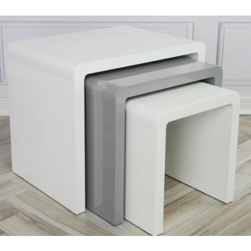 3PCS Nested Coffee Table Set High gloss Sofa Side