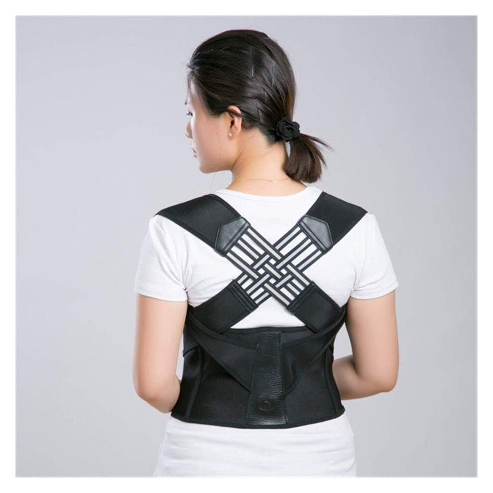 Black Posture Corrector With Full Back Support Belt, Adjustable Breathable Brace For Adults And Students, Xxl