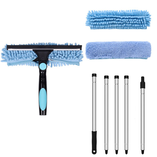 Window Cleaning Kit with 151 Inch Extendable Pole, 2 in 1 Rotatable Window Squeegee for  Windows