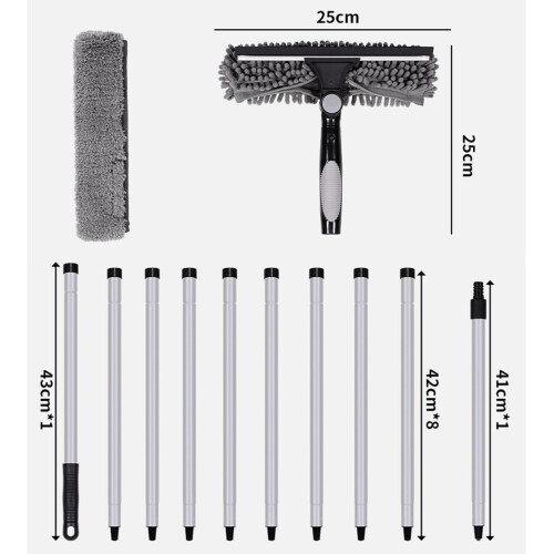 Window Cleaning Kit with 151 Inch Extendable Pole, 2 in 1 Rotatable Window Squeegee for  Windows 1