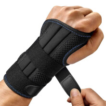 Adjustable Left Wrist Support Brace for Pain Relief with 3Splint Stabilizing Support, Breathable Black L/XL