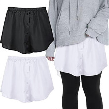 (XXXXL, Black white) 2 Pack Women's Shirt Extensions, Mini Skirt, Blouse Skirt, Petticoat Extender Fake Top Hem Shirt Mini Underskirt