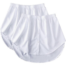 (S, White) 2 Pack Women's Shirt Extensions, Mini Skirt, Blouse Skirt, Petticoat Extender Fake Top Hem Shirt Mini Underskirt
