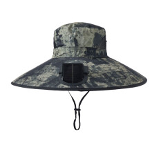 Solar Powered USB Fisherman Hat For Open Air Use-Army Green