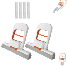 Mini Foldable Desktop Mop 2PCS with OneHand Squeeze Cleaning and Replaceable Sponge Head for Kitchen and Bathroom