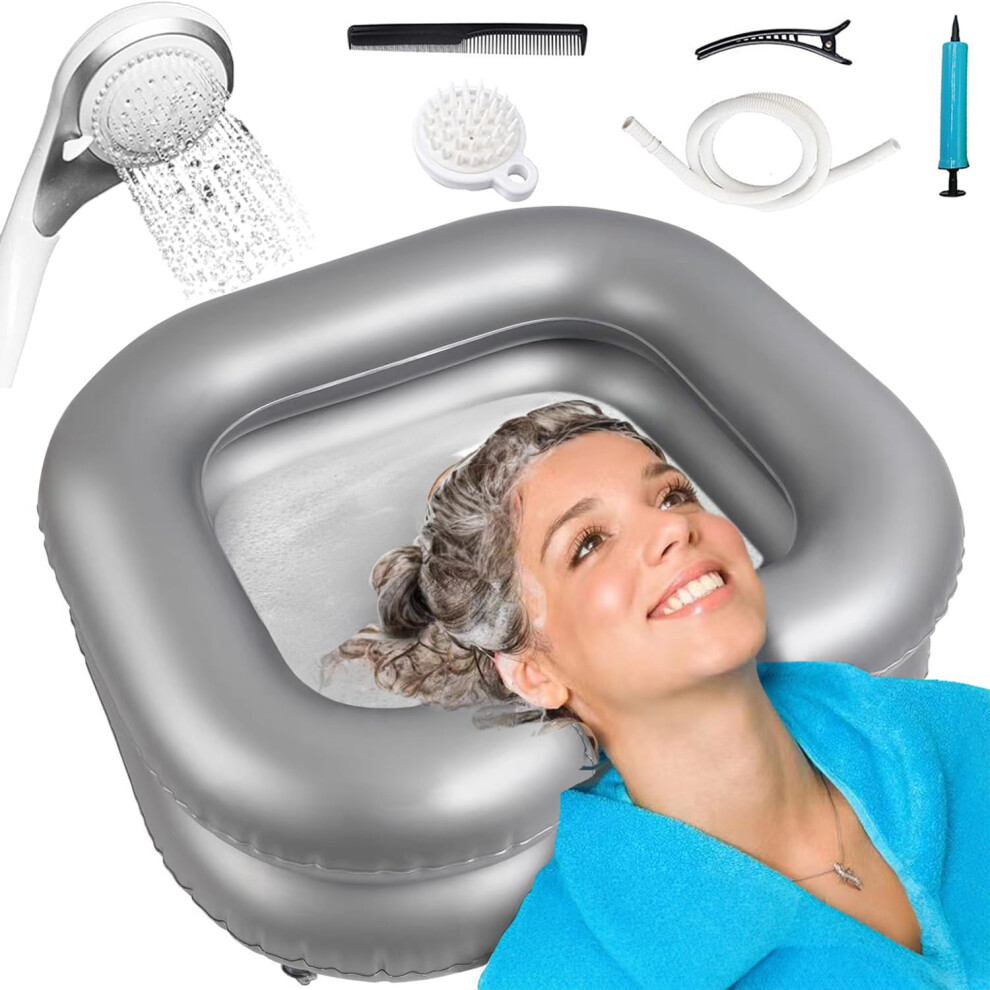Inflatable Shampoo Basin with Builtâin Pillow Support for Elderly and Bedridden, Portable Hair Washing Sink for Home and Travel